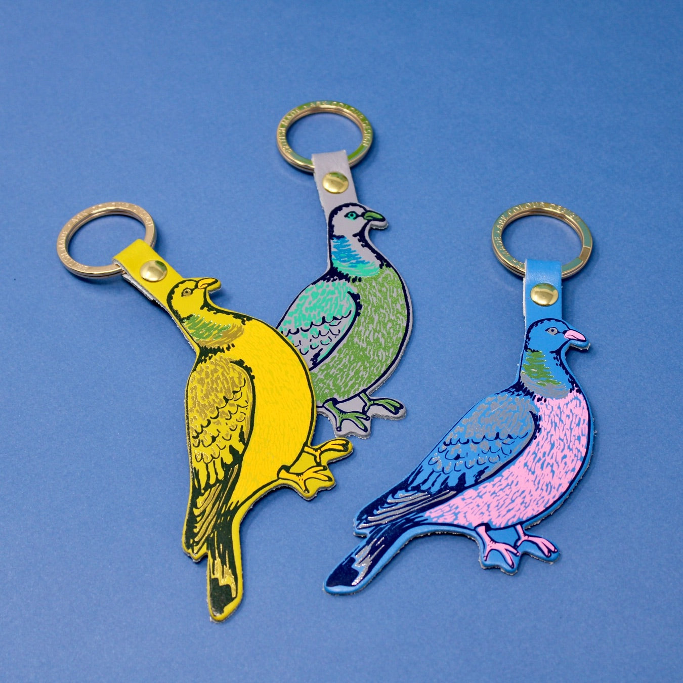 Feral Pigeon Leather Key Ring