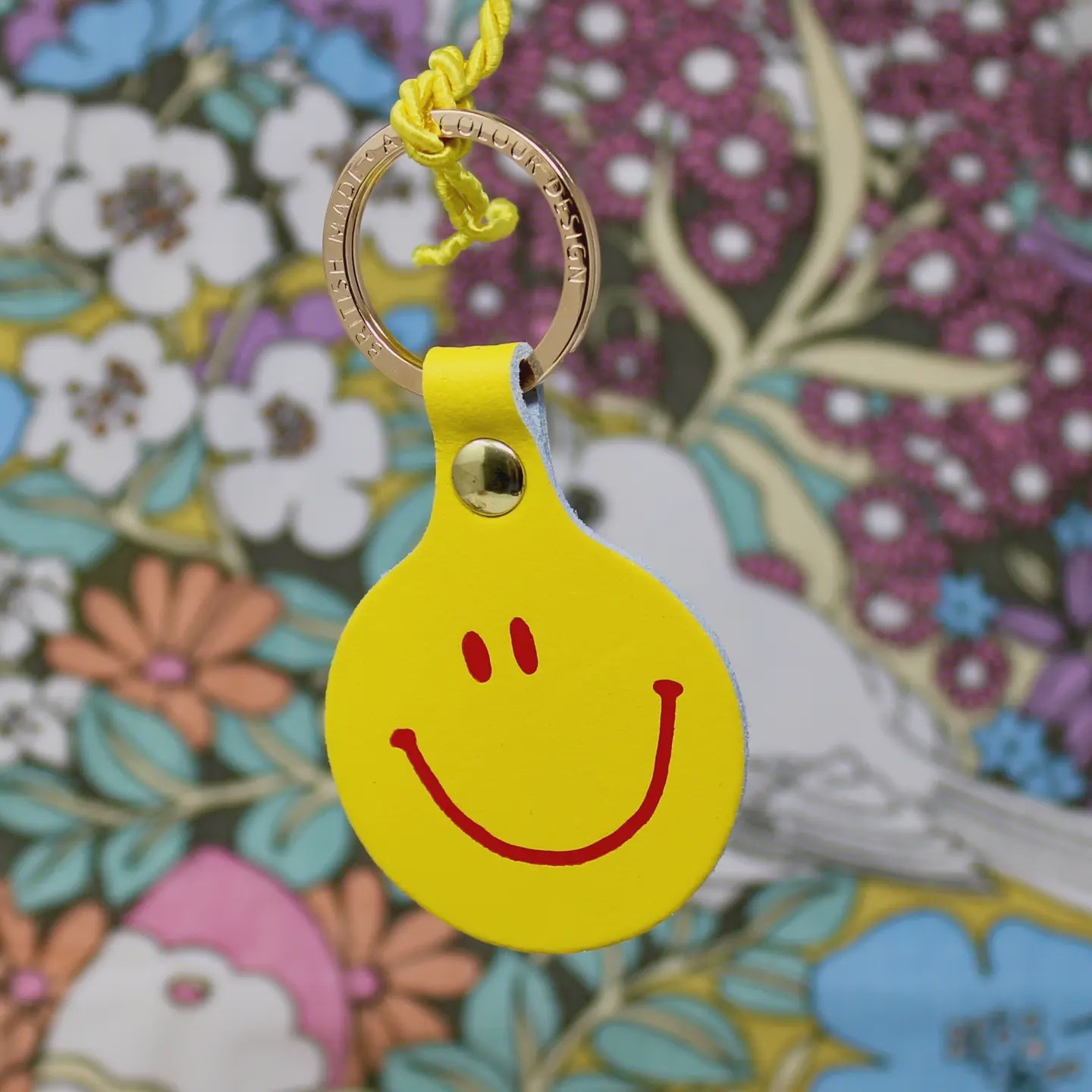 Smiley Face Leather Key Ring