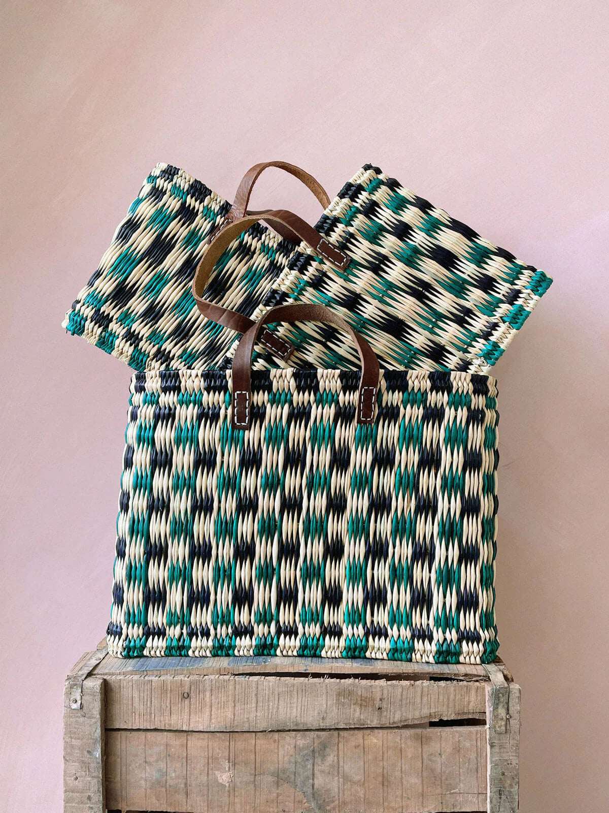 Checkered Reed Basket