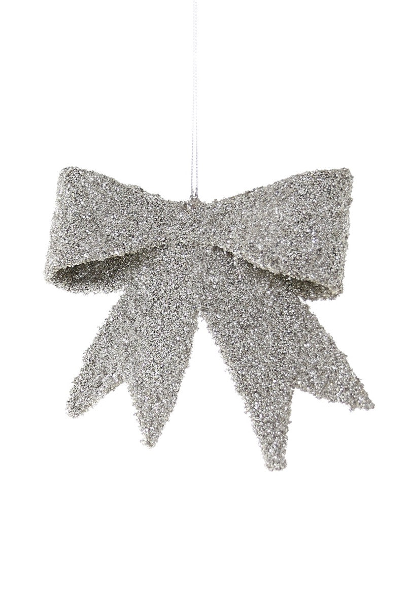 Large Glass Glitter Bow Ornament