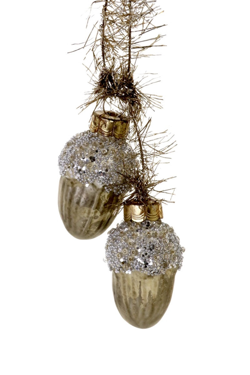 Silver Frosted Acorn Ornament