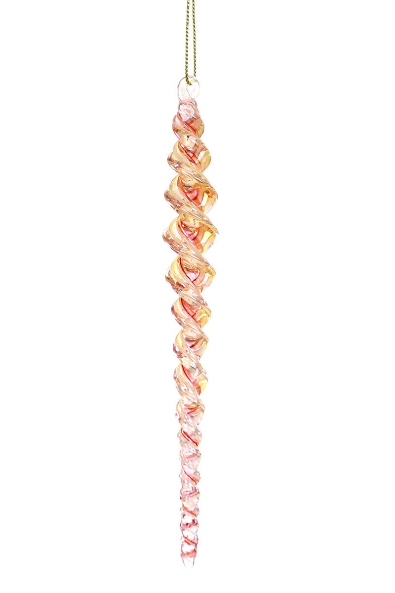 Large Pink Twisted Icicle Ornament