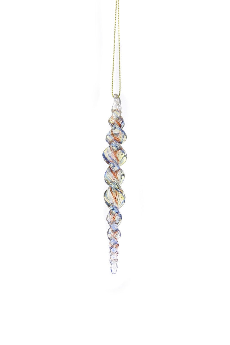 Small Blue Twisted Icicle Ornament