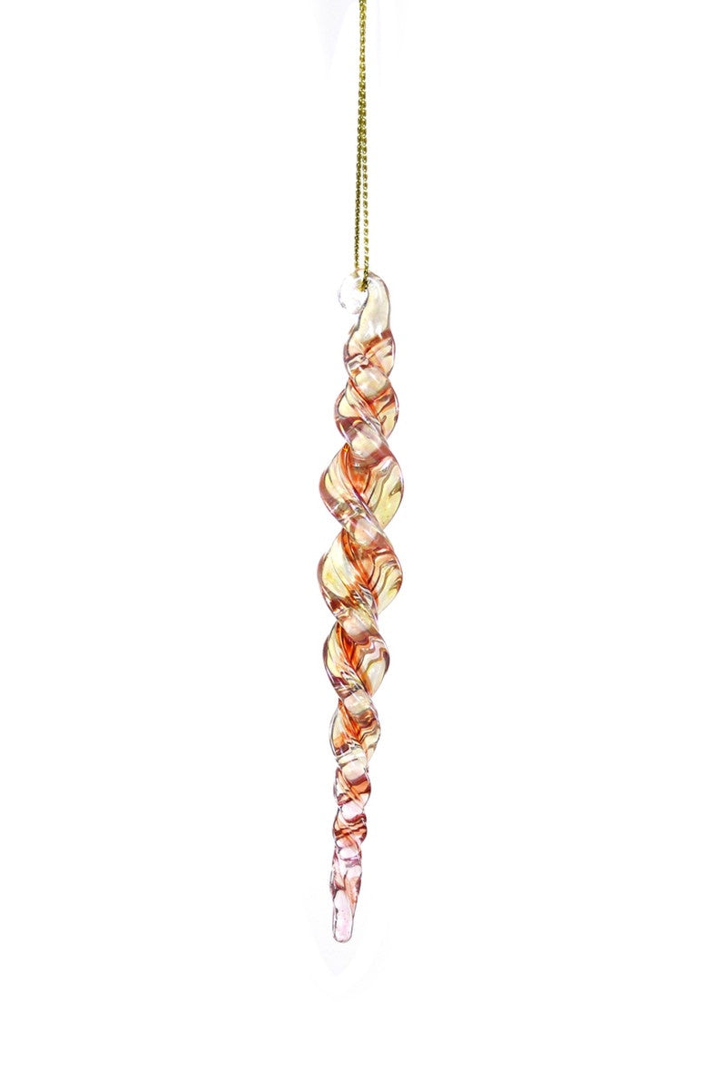 Small Pink Twisted Icicle Ornament