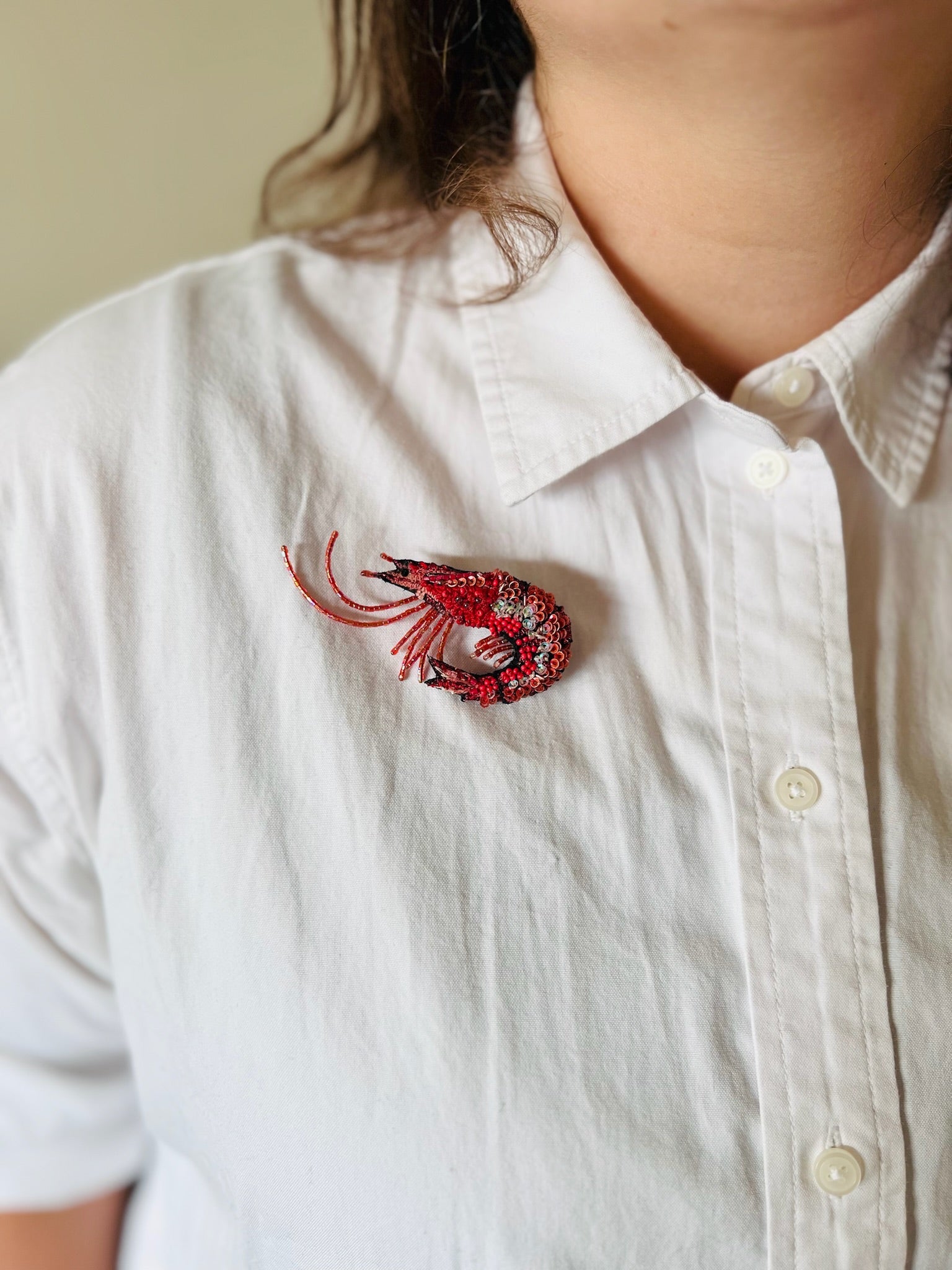 True Shrimp Brooch Pin