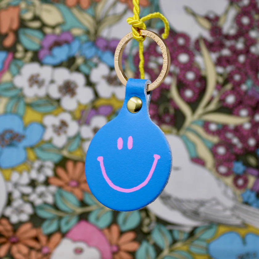 Smiley Face Leather Key Ring