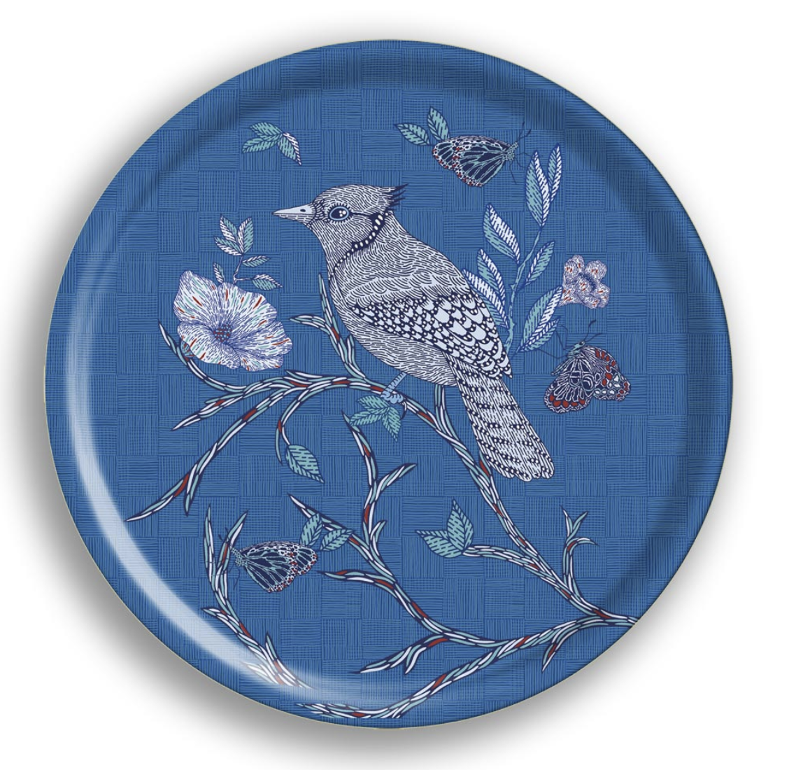 Indigo Birds Small Round Tray