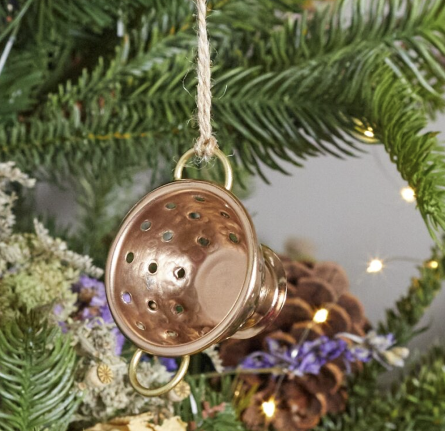 Hammered Copper and Gold Colander Ornament