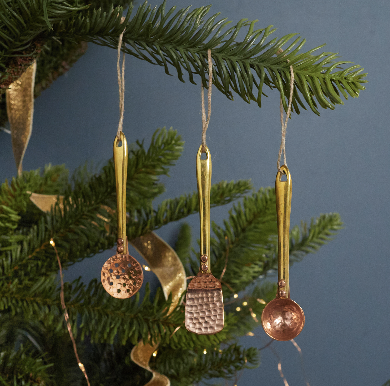 Hammered Copper and Gold Spatula Ornament