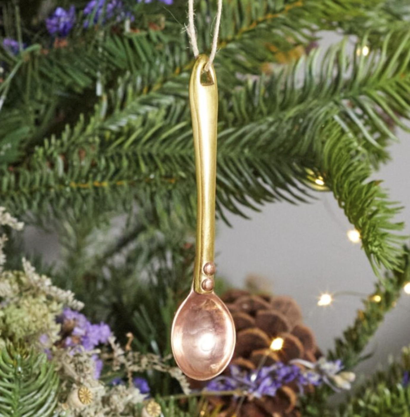 Hammered Copper and Gold Mixing Spoon Ornament