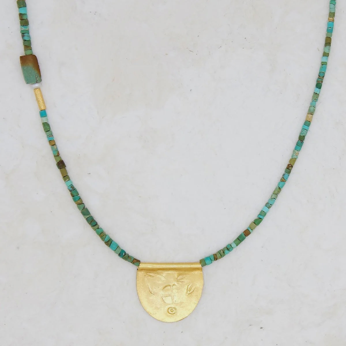 Antique Turquoise with Halfmoon Talisman Necklace