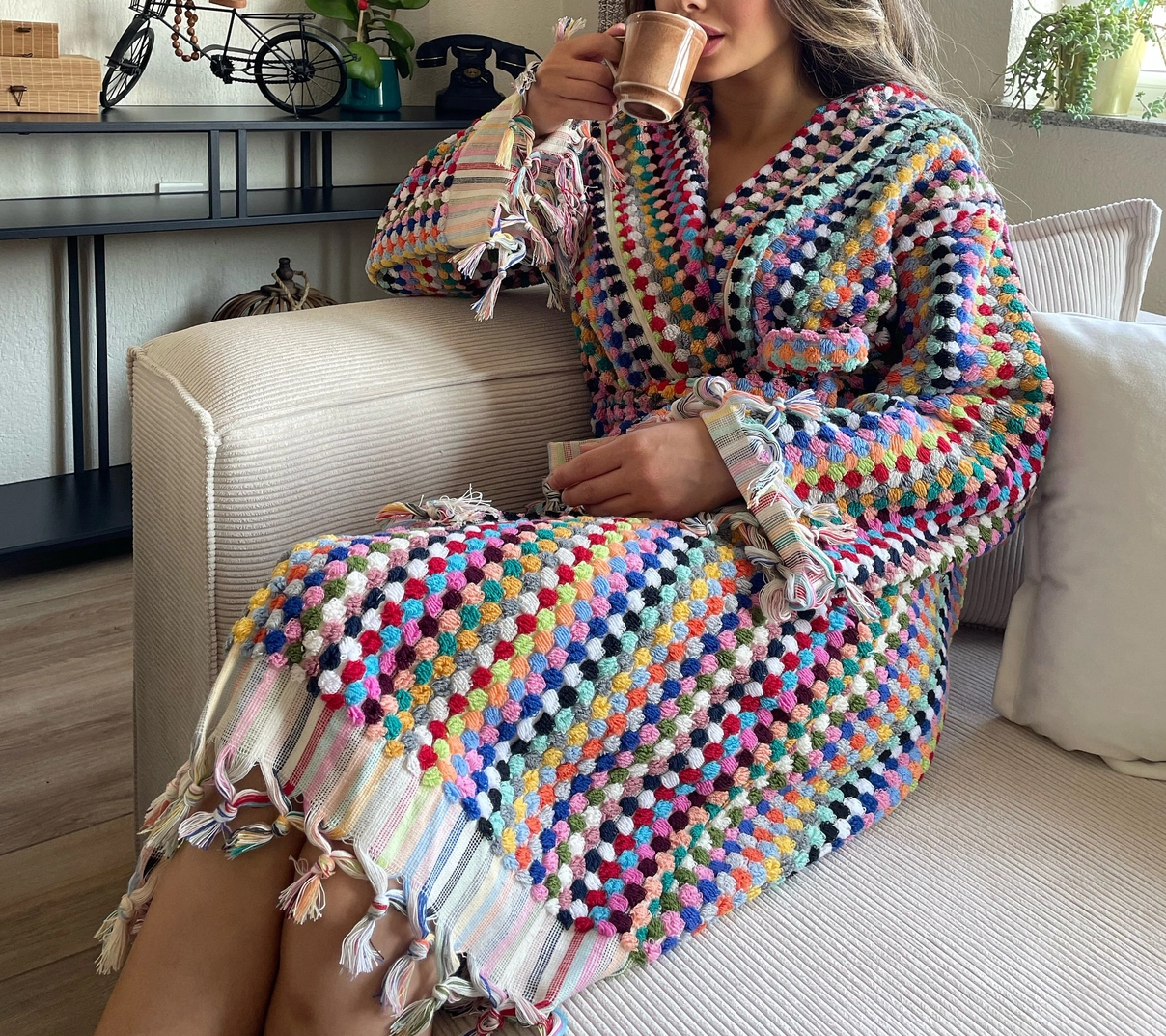 100% Cotton Bubble Handwoven Robe