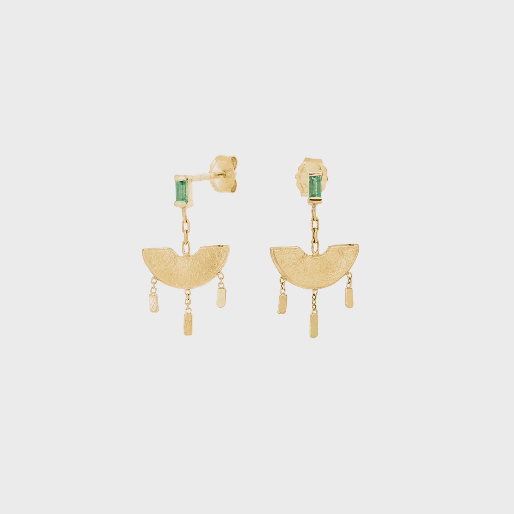 Enchanting Emeralds Curved Bar Drop Earrings