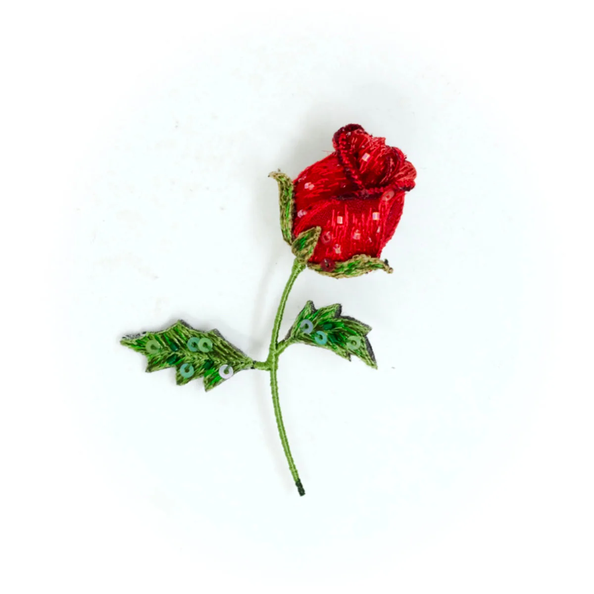 Red Rose Bud Brooch