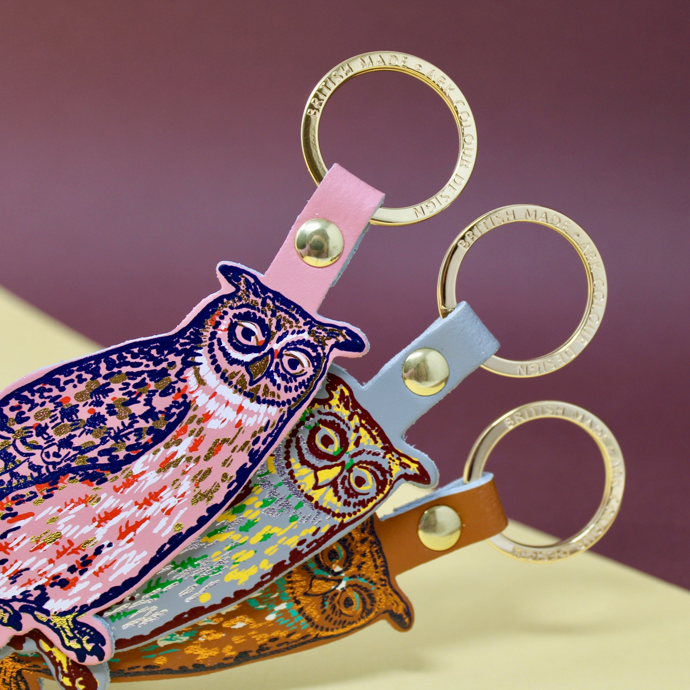 Nocturnal Owl Leather Key Ring