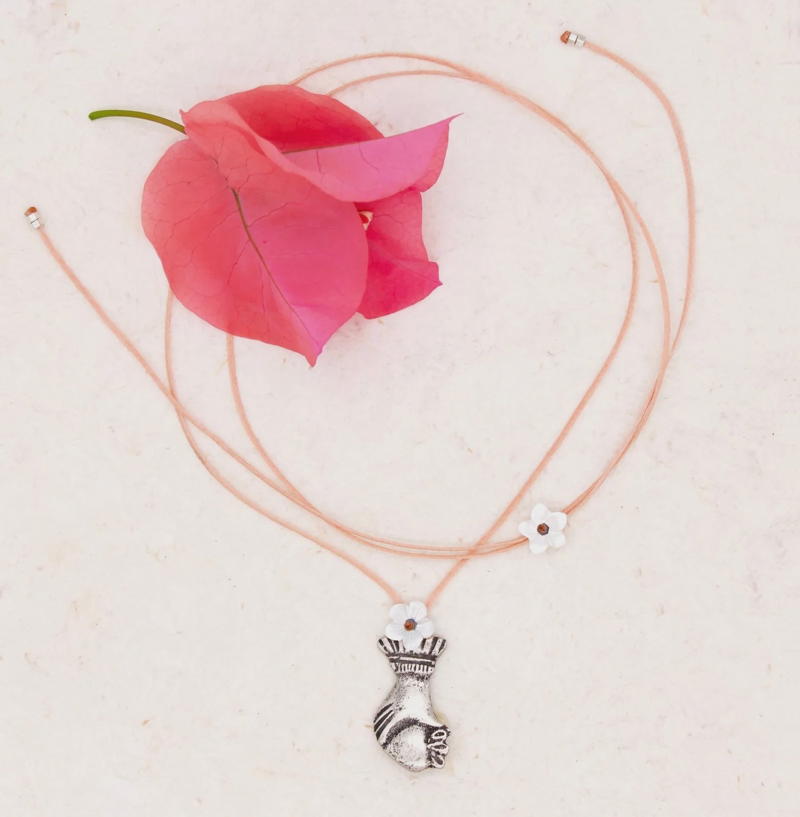 Silver Heart in Hand Milagro Necklace