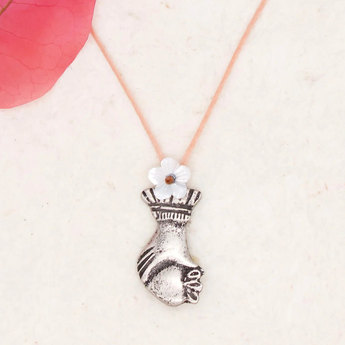 Silver Heart in Hand Milagro Necklace