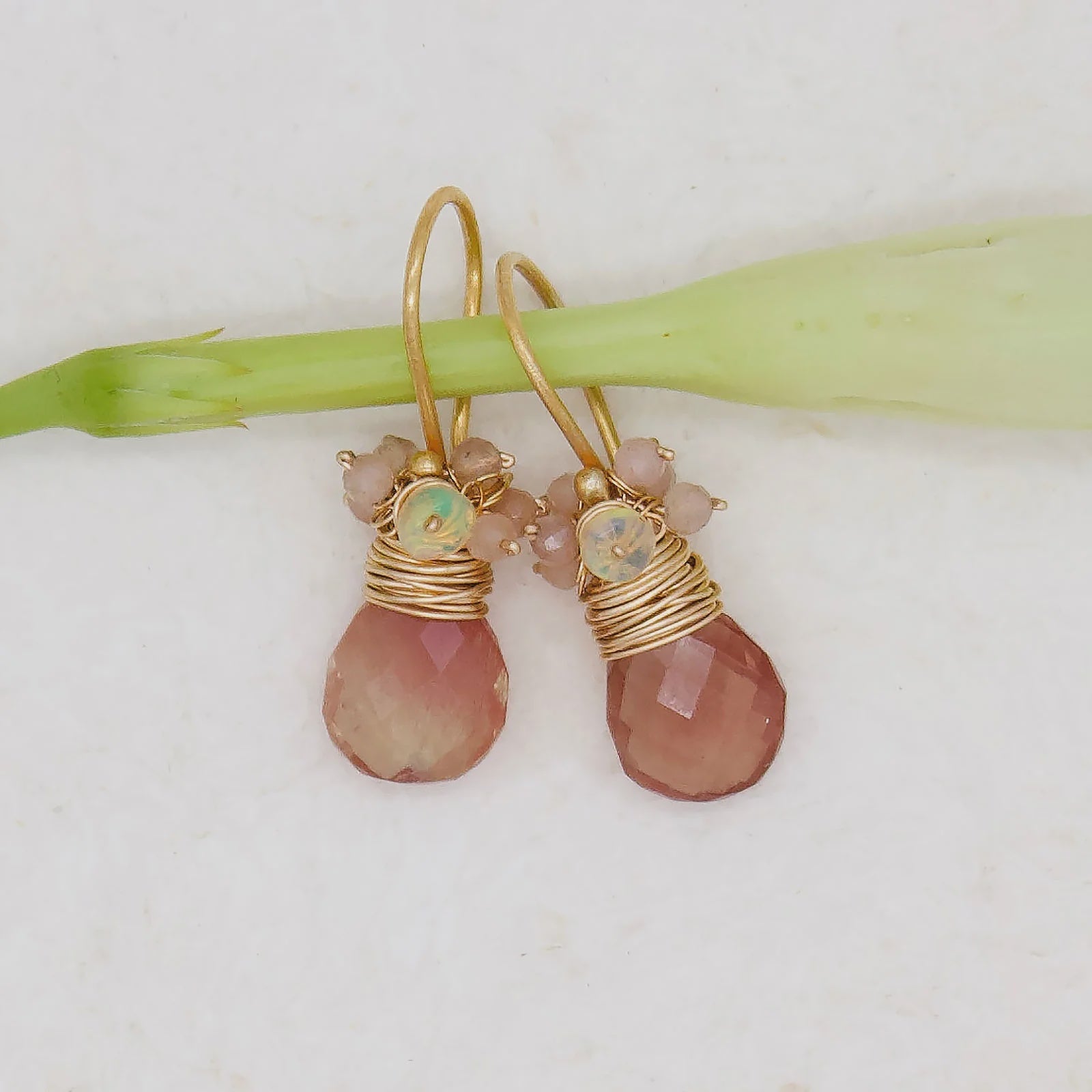 Sunstone Briolette Fringe Earrings